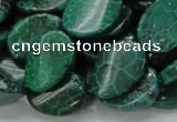 CFA72 15.5 inches 15*20mm twisted oval green chrysanthemum agate beads