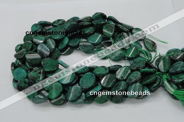 CFA72 15.5 inches 15*20mm twisted oval green chrysanthemum agate beads