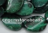 CFA73 15.5 inches 18*25mm twisted oval green chrysanthemum agate beads