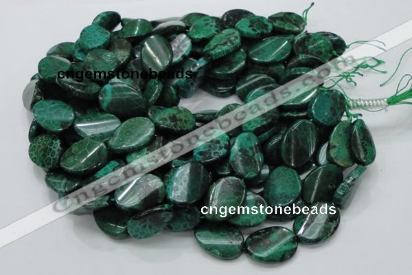 CFA73 15.5 inches 18*25mm twisted oval green chrysanthemum agate beads