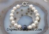 CFB1050 Hand-knotted 9mm - 10mm potato white freshwater pearl & sodalite bracelet