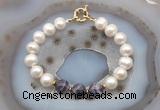 CFB1051 Hand-knotted 9mm - 10mm potato white freshwater pearl & dogtooth amethyst bracelet