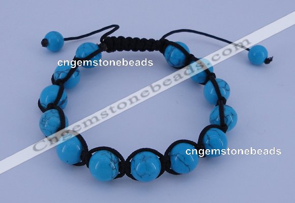 CFB511 10mm round turquoise beads adjustable bracelet wholesale