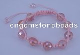 CFB520 12mm faceted round crystal beads adjustable bracelet wholesale