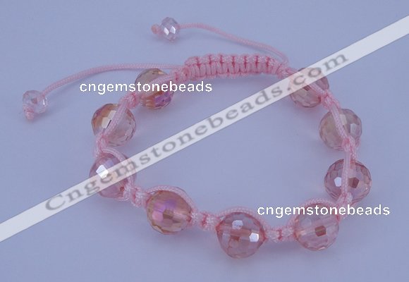 CFB520 12mm faceted round crystal beads adjustable bracelet wholesale