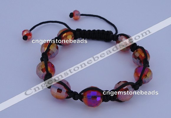 CFB521 12mm faceted round crystal beads adjustable bracelet wholesale