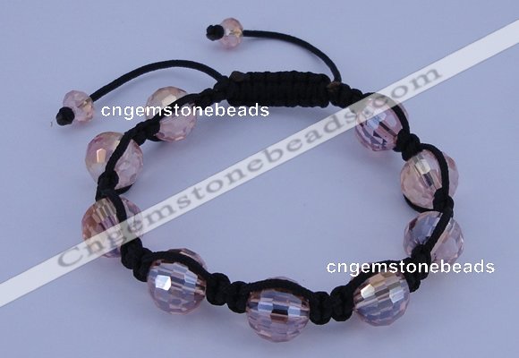 CFB522 12mm faceted round crystal beads adjustable bracelet wholesale