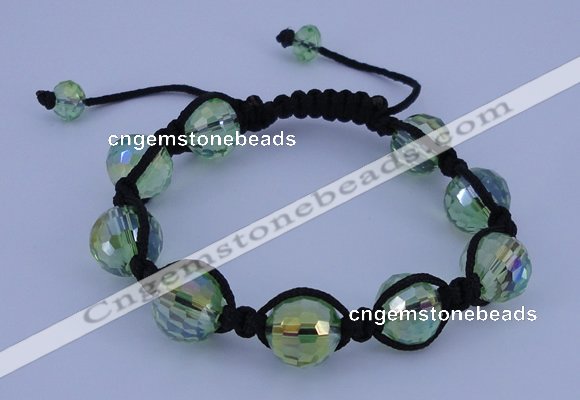 CFB523 12mm faceted round crystal beads adjustable bracelet wholesale