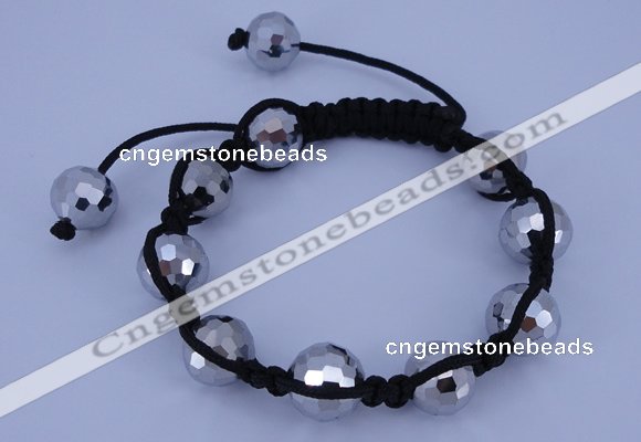 CFB525 12mm faceted round crystal beads adjustable bracelet wholesale