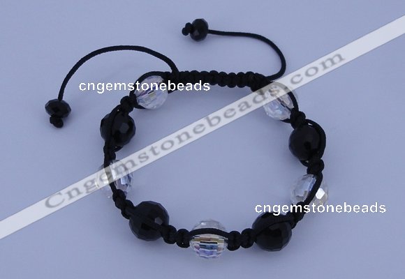 CFB528 12mm faceted round crystal beads adjustable bracelet wholesale