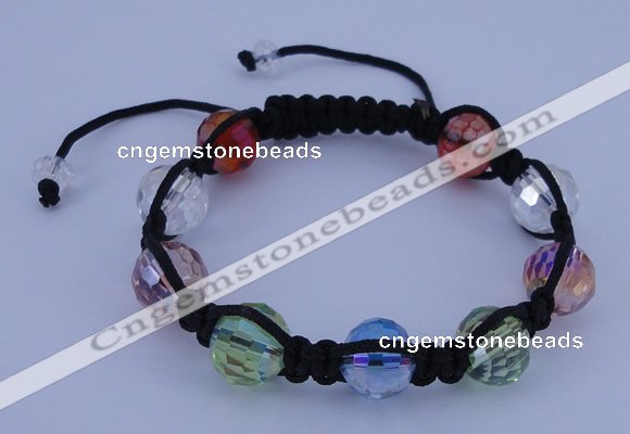 CFB529 12mm faceted round crystal beads adjustable bracelet wholesale