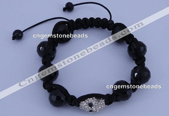 CFB541 14mm faceted round crystal with rhinestone beads bracelet