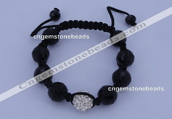 CFB546 12mm faceted round crystal with rhinestone beads bracelet