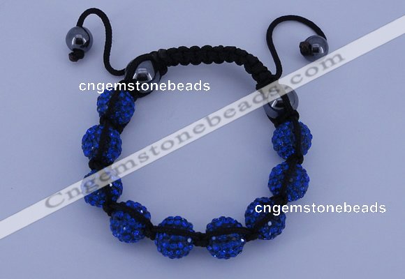 CFB558 10mm round rhinestone with hematite beads adjustable bracelet