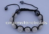 CFB560 12mm round rhinestone with hematite beads adjustable bracelet