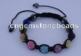 CFB571 10mm round rhinestone with hematite beads adjustable bracelet