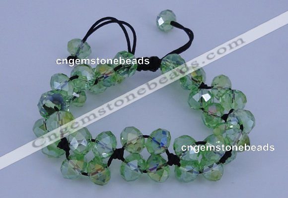 CFB581 8*10mm faceted rondelle crystal beads adjustable bracelet