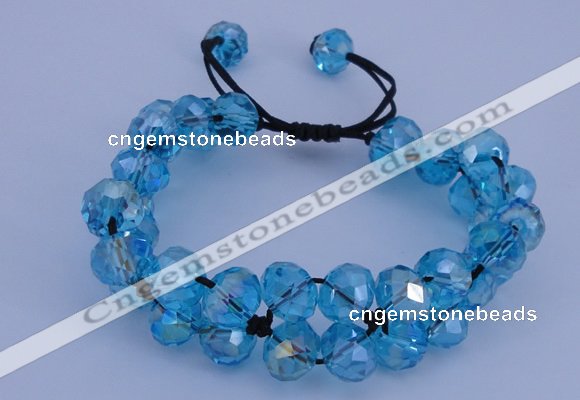 CFB582 8*10mm faceted rondelle crystal beads adjustable bracelet