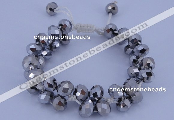 CFB585 8*10mm faceted rondelle crystal beads adjustable bracelet
