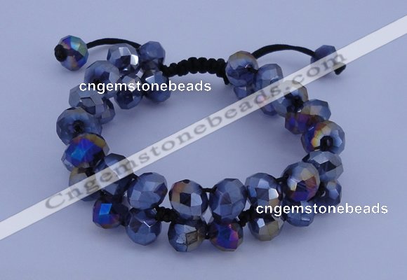 CFB586 8*10mm faceted rondelle crystal beads adjustable bracelet