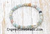 CFB706 faceted rondelle amazonite & potato white freshwater pearl stretchy bracelet