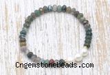 CFB725 faceted rondelle Indian agate & potato white freshwater pearl stretchy bracelet