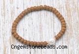 CFB739 faceted rondelle wooden jasper & potato white freshwater pearl stretchy bracelet
