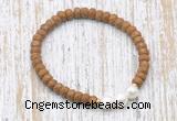 CFB740 faceted rondelle wooden jasper & potato white freshwater pearl stretchy bracelet