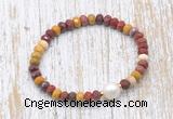 CFB760 faceted rondelle mookaite & potato white freshwater pearl stretchy bracelet