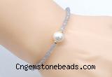CFB804 4mm faceted round labradorite & potato white freshwater pearl bracelet