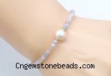 CFB808 4mm faceted round morganite & potato white freshwater pearl bracelet