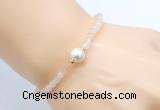 CFB821 4mm faceted round pink aventurine & potato white freshwater pearl bracelet