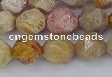 CFC238 15.5 inches 10mm faceted nuggets fossil coral beads