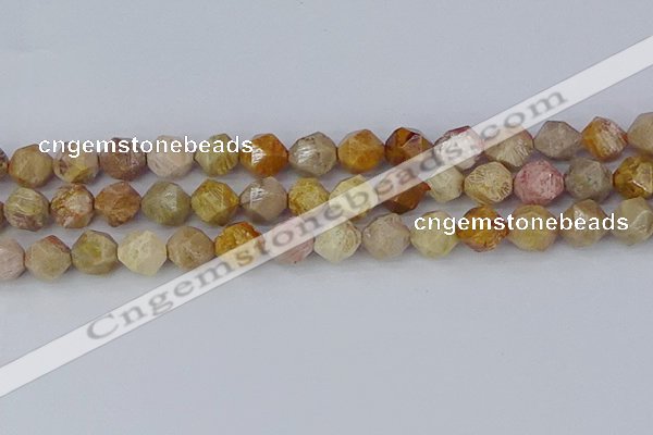 CFC239 15.5 inches 12mm faceted nuggets fossil coral beads