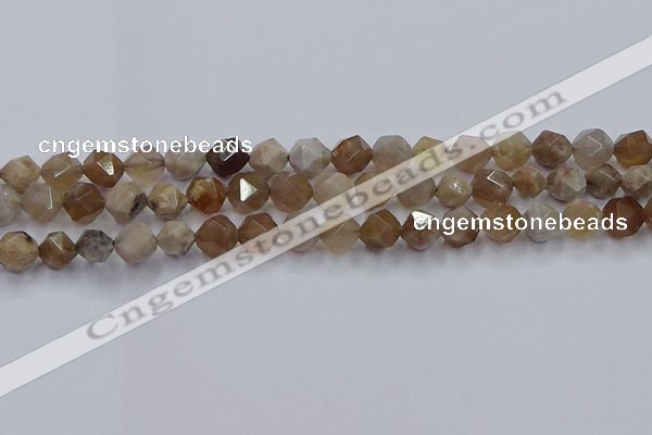 CFC301 15.5 inches 8mm faceted nuggets coral jade beads