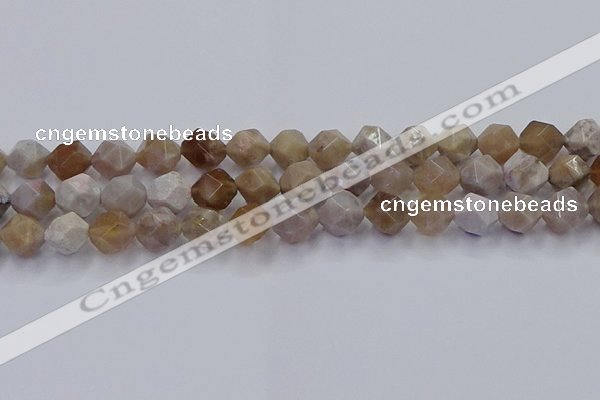CFC302 15.5 inches 10mm faceted nuggets coral jade beads