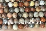 CFC344 15.5 inches 12mm round red fossil coral beads wholesale