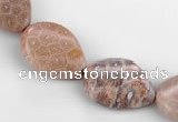 CFC47 15*20mm twisted teardrop coral fossil jasper beads