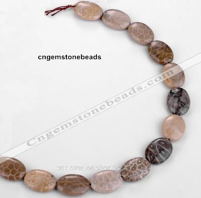CFC49 15.5 inch 15*20mm oval coral fossil jasper beads wholesale