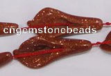 CFG04 15.5 inches 18*38mm carved trumpet flower goldstone beads