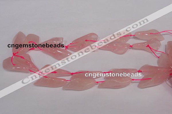 CFG05 15.5 inches 18*38mm carved trumpet flower rose quartz beads