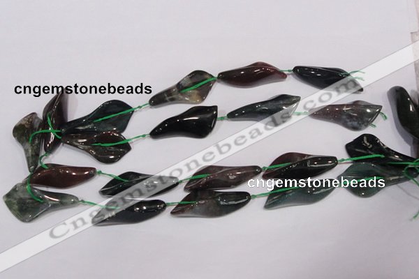 CFG06 15.5 inches 18*38mm carved trumpet flower moss agate beads