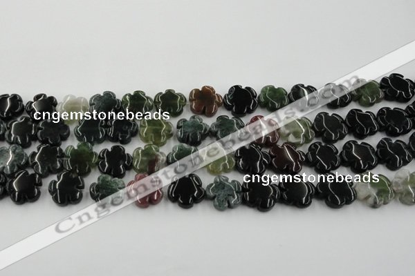 CFG1001 15.5 inches 16mm carved flower Indian Agate beads