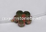 CFG1005 15.5 inches 20mm carved flower unakite gemstone beads