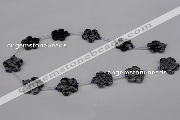 CFG1007 15.5 inches 20mm carved flower snowflake obsidian beads