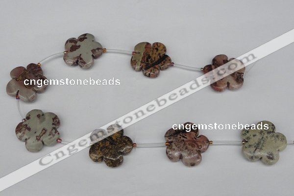 CFG1010 15.5 inches 30mm carved flower artistic jasper beads