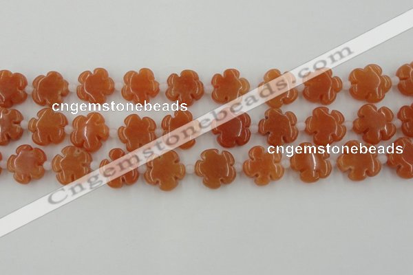 CFG1021 15.5 inches 16mm carved flower red aventurine beads