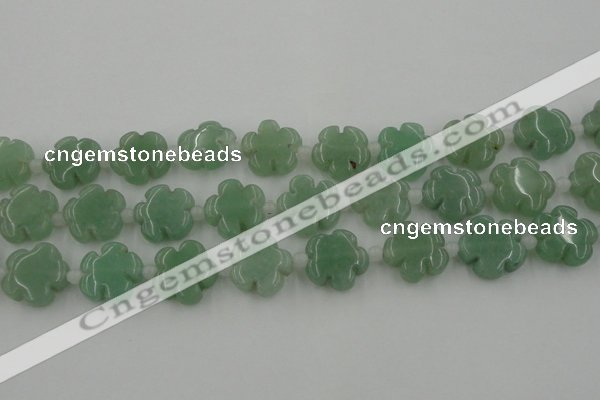 CFG1022 15.5 inches 16mm carved flower green aventurine beads