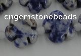 CFG1024 15.5 inches 16mm carved flower sodalite gemstone beads