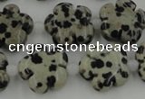 CFG1026 15.5 inches 16mm carved flower dalmatian jasper beads